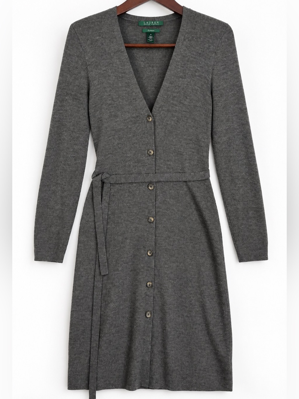Lauren Ralph Lauren Wool Sweater Dress Leather Elbow Patches S